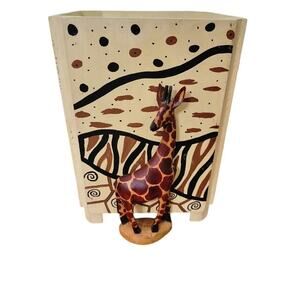 Safari Waste Bin Trash Can Storage Container Giraffe Theme Decor